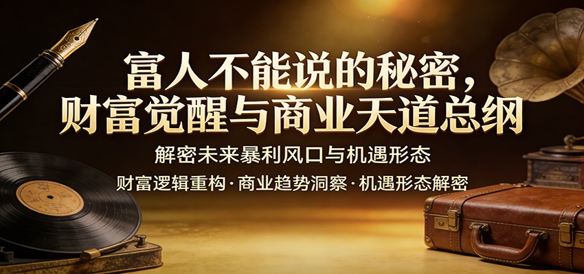 富人不能说的秘密，财富觉醒与商业天道总纲，解密未来暴利风口与机遇形态|网创挖金社