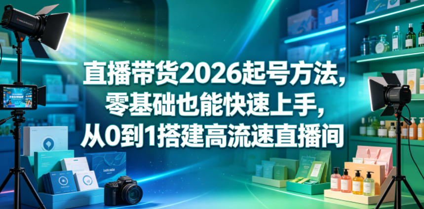 直播带货2026起号方法，零基础也能快速上手，从0到1搭建高流速直播间|网创挖金社