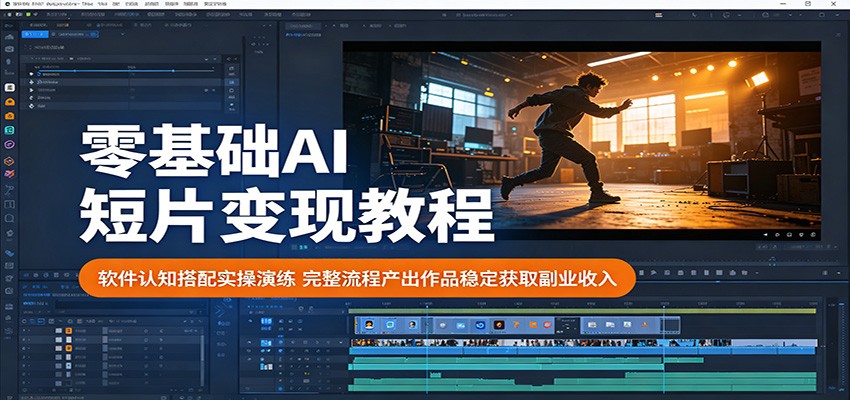零基础AI短片变现教程：软件认知搭配实操演练，完整流程产出作品稳定获取副业收入|网创挖金社