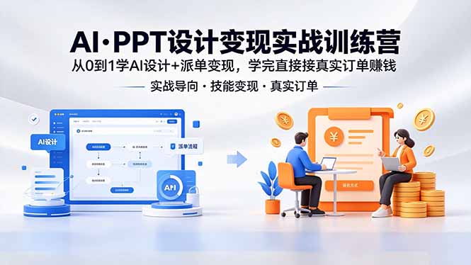 AI·PPT设计变现实战训练营，从0到1学AI设计+派单变现，学完直接接真实订单赚钱|网创挖金社