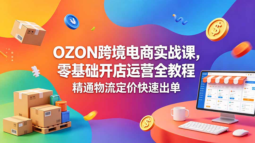 OZON 跨境电商实战课，零基础开店运营全教程，精通物流定价快速出单|网创挖金社