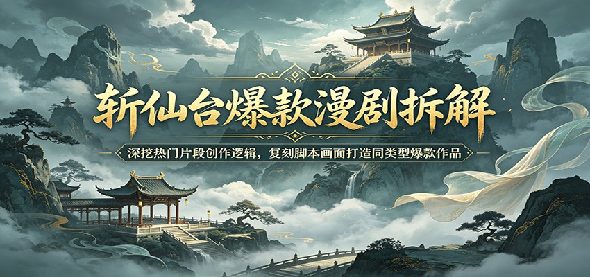 斩仙台爆款漫剧拆解：深挖热门片段创作逻辑，复刻脚本画面打造同类型爆款作品|网创挖金社