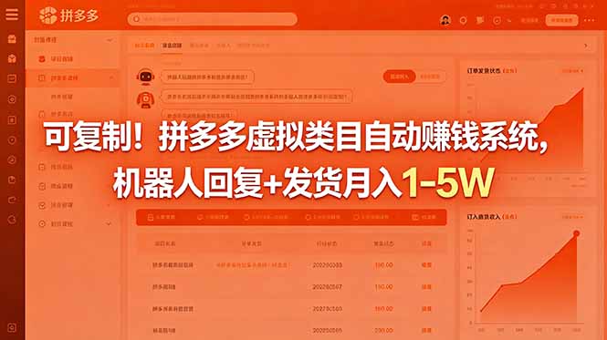 可复制！拼多多虚拟类目自动赚钱系统，机器人回复+发货月入 1-5W|网创挖金社