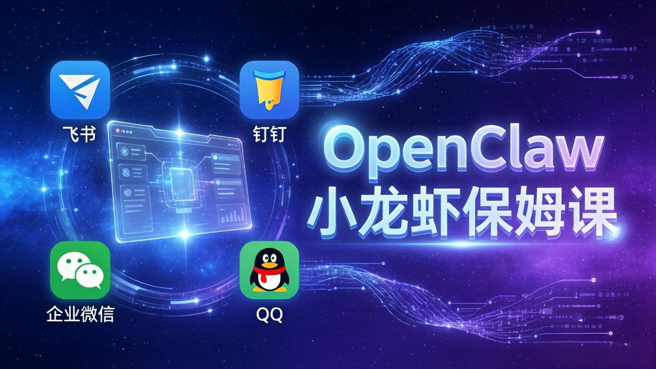 OpenClaw小龙虾保姆课： Windows/macOS/Linux/Docker全系统安装，飞书+钉钉+企业微信+QQ 全接入|网创挖金社