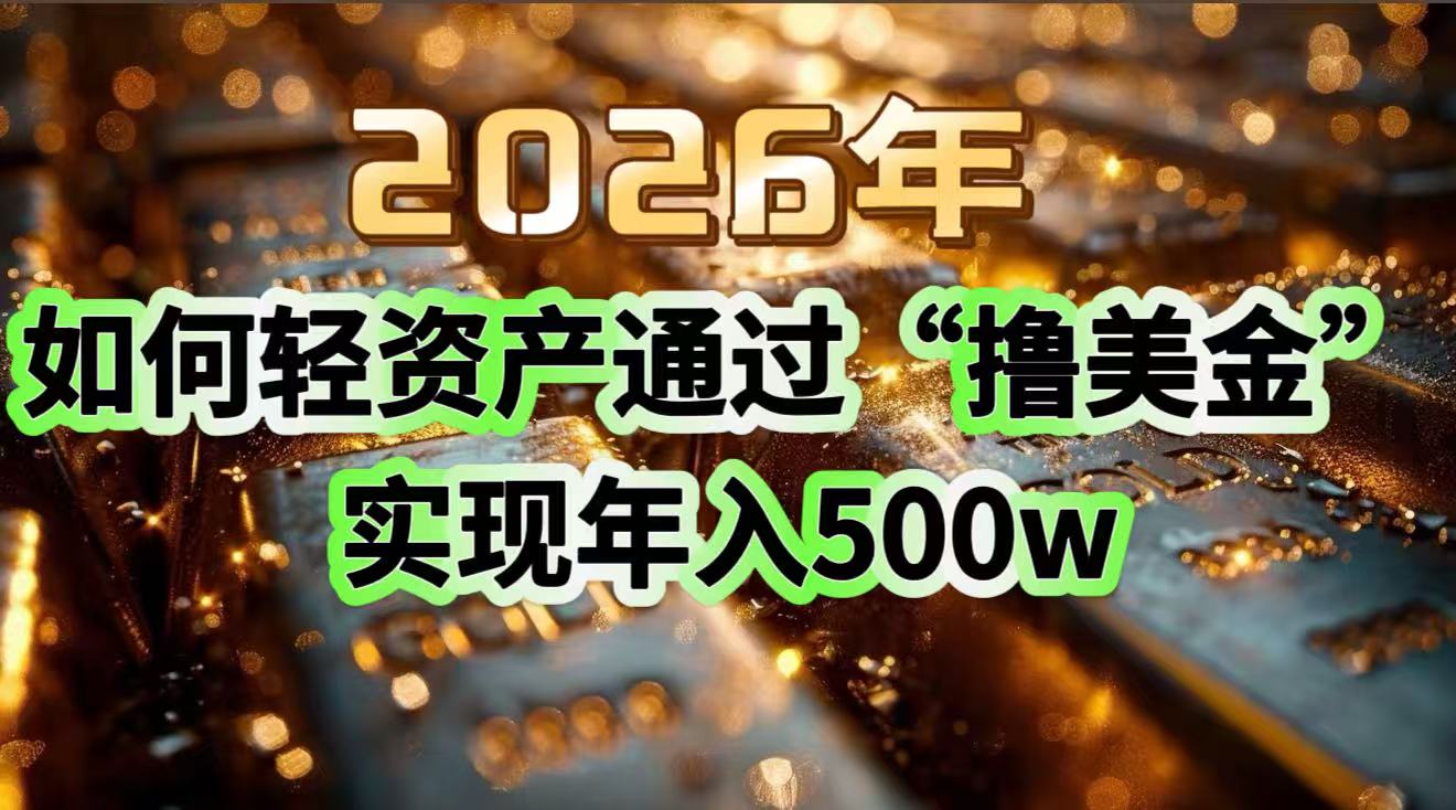 2026年如何轻资产通过“撸美金”实现年入500w|网创挖金社