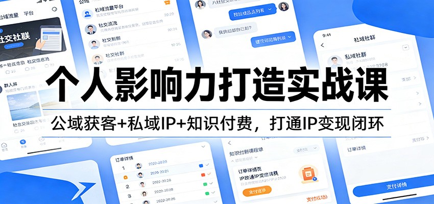 个人影响力打造实战课：公域获客+私域IP+知识付费，打通IP变现闭环|网创挖金社