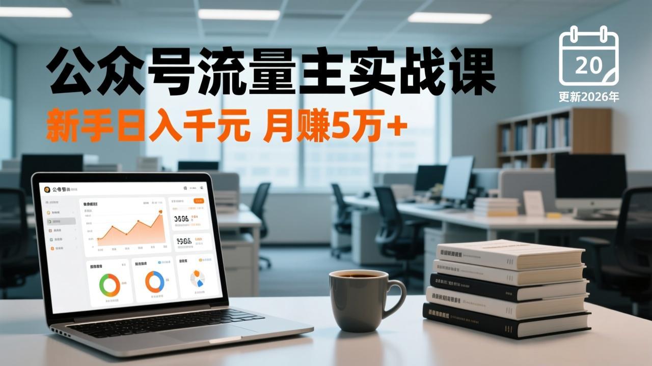 公众号流量主实战课-更新26年3月,爆文写作、流量池运营、多平台分发,新手日入千元月赚5w+|网创挖金社