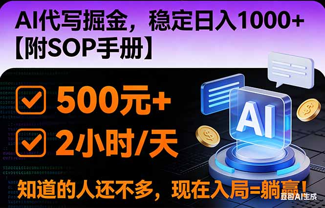 2026风口项目,AI代写掘金，稳定日入1000+，掌握核心技能【附SOP手册】|网创挖金社