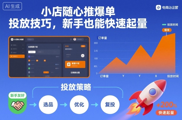 小店随心推爆单投放技巧，新手也能快速起量|网创挖金社