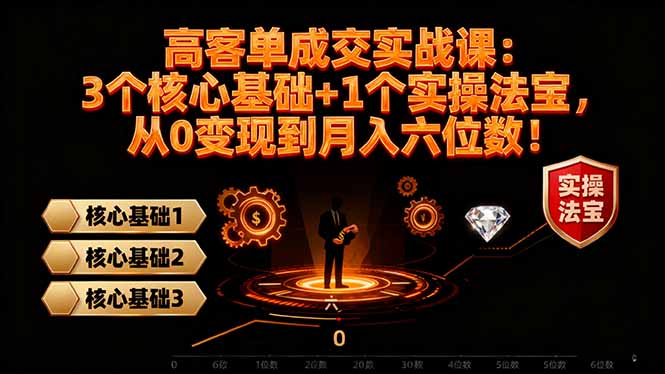 高 客单成交实战课：3个核心基础+1个实操法宝，从0变现到月入六位数！|网创挖金社
