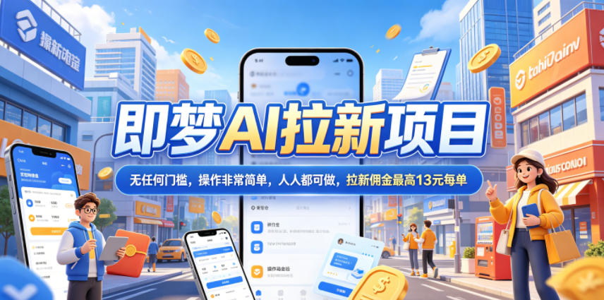2026年即梦AI拉新项目最新玩法，无任何门槛，操作非常简单，人人都可做，拉新佣金最高13元每单|网创挖金社