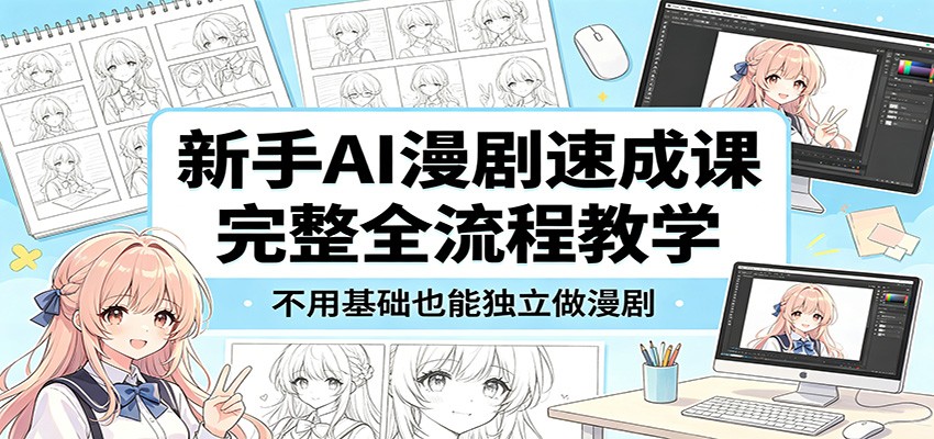新手AI漫剧速成课：完整全流程教学，不用基础也能独立做漫剧|网创挖金社