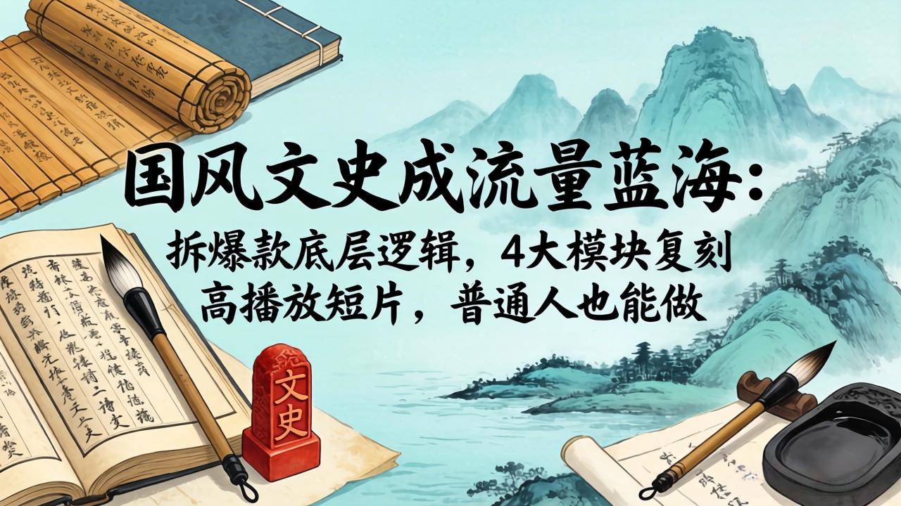 国风文史成流量蓝海：拆爆款底层逻辑，4大模块复刻高播放短片，普通人也能做|网创挖金社