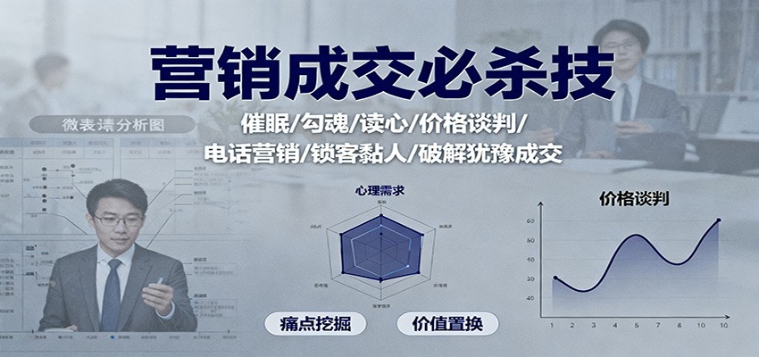 营销成交必杀技：催眠/勾魂/读心/价格谈判/电话营销/锁客黏人/破解犹豫成交|网创挖金社