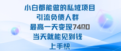 2025年小白都能做的私域项目引流负债人群最高一天变现1k+高变现难度低当天就能见到钱上手快|网创挖金社