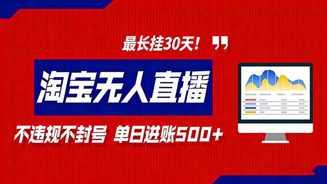 2026淘宝无人直播带货，不违规不封号，每日收益500+，最长挂30 天！|网创挖金社