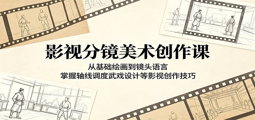 影视分镜美术创作课：从基础绘画到镜头语言，掌握轴线调度武戏设计等影视创作技巧|网创挖金社