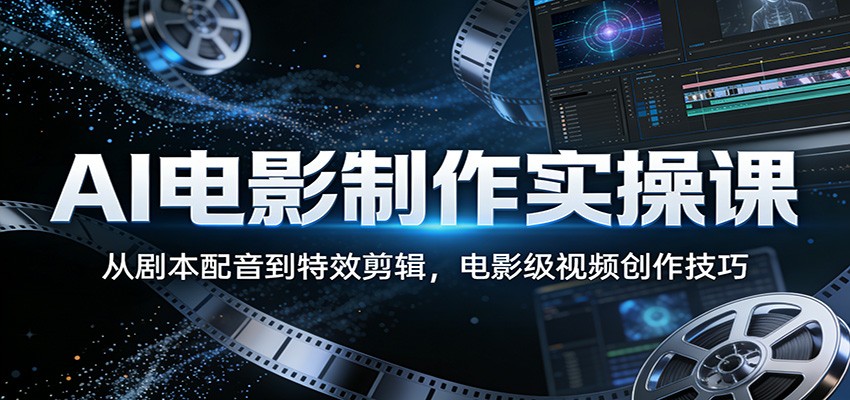 AI电影制作实操课：从剧本配音到特效剪辑，电影级视频创作技巧|网创挖金社