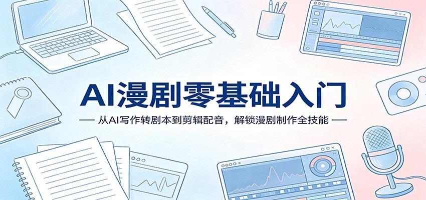 AI漫剧零基础入门：从AI写作转剧本到剪辑配音，解锁漫剧制作全技能|网创挖金社