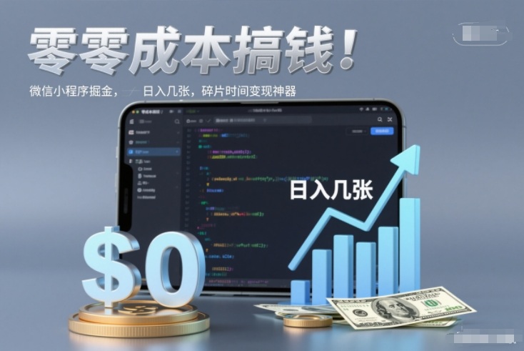 零成本搞钱,微信小程序掘金,简单易操作,日入几张,碎片时间变现神器【揭秘】|网创挖金社