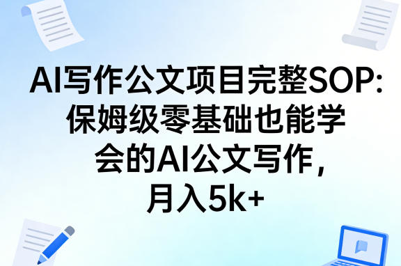 AI写作公文项目完整SOP，保姆级零基础也能学会的AI公文写作，月入5k+|网创挖金社