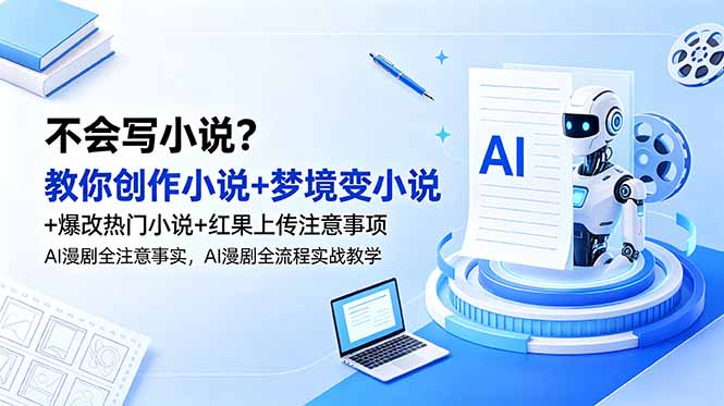 不会写小说？教你创作小说+梦境变小说+爆改热门小说+红果上传注意事项，AI漫剧全流程实战教学|网创挖金社