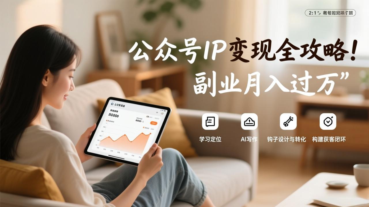 公众号IP变现全攻略，学习定位、AI写作、钩子设计与转化，构建获客闭环，副业月入过万|网创挖金社