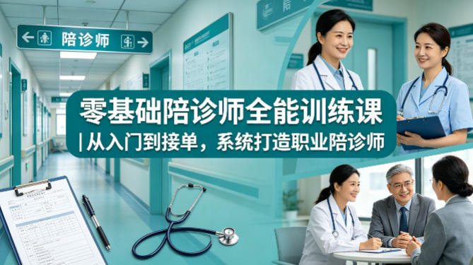 零基础陪诊师全能训练课｜从入门到接单，系统打造职业陪诊师|网创挖金社