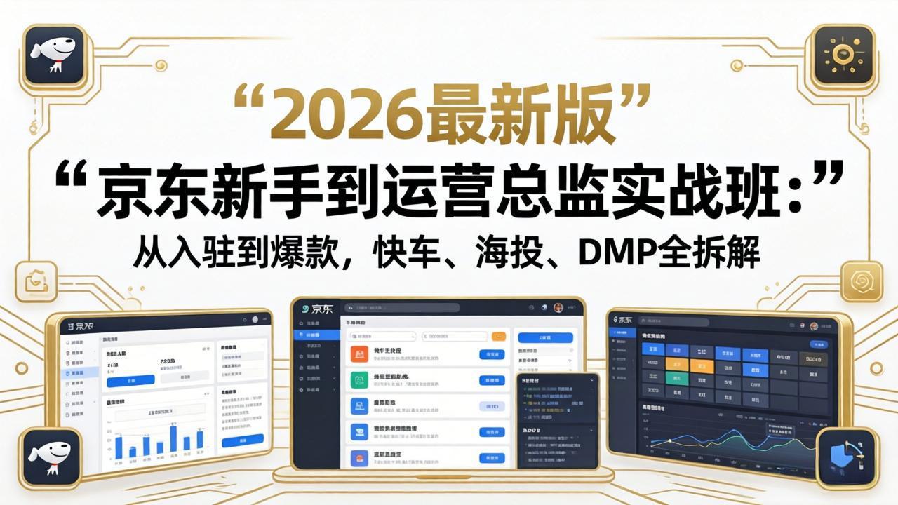 京东新手到运营总监实战班：从入驻到爆款，快车、海投、DMP全拆解，2026最新版|网创挖金社
