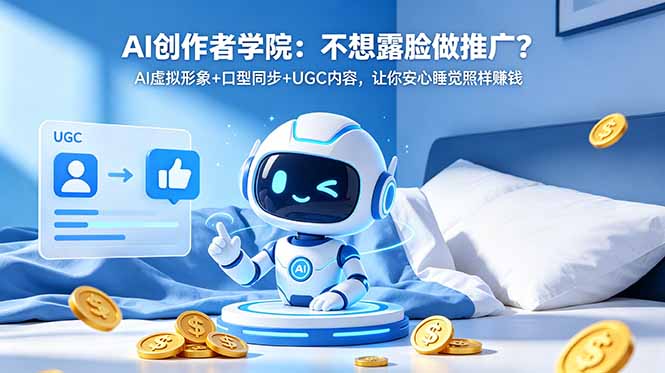 AI创作者学院：不想露脸做推广？AI虚拟形象+口型同步+UGC内容，让你安心睡觉照样赚钱|网创挖金社