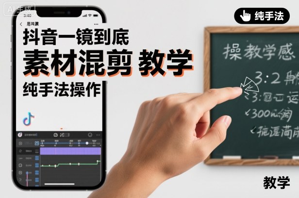 抖音一镜到底素材混剪教学,纯手法操作|网创挖金社