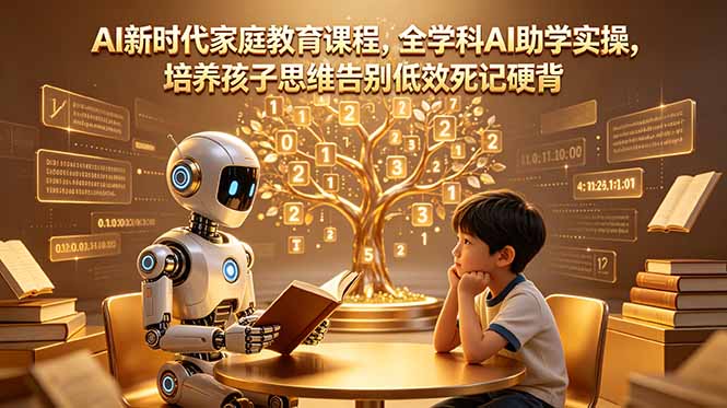 AI新时代家庭教育课程，全学科AI助学实操，培养孩子思维告别低效死记硬背|网创挖金社