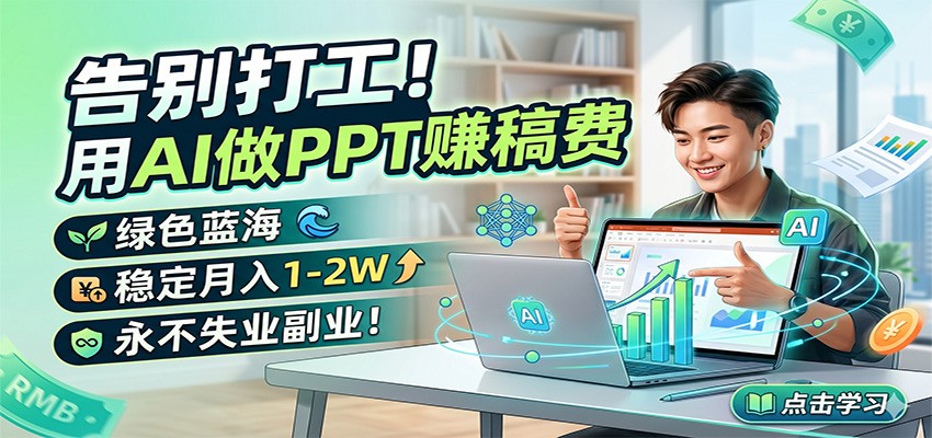 告别打工！用AI做PPT赚稿费，绿色蓝海，稳定月入1-2W，永不失业副业！|网创挖金社