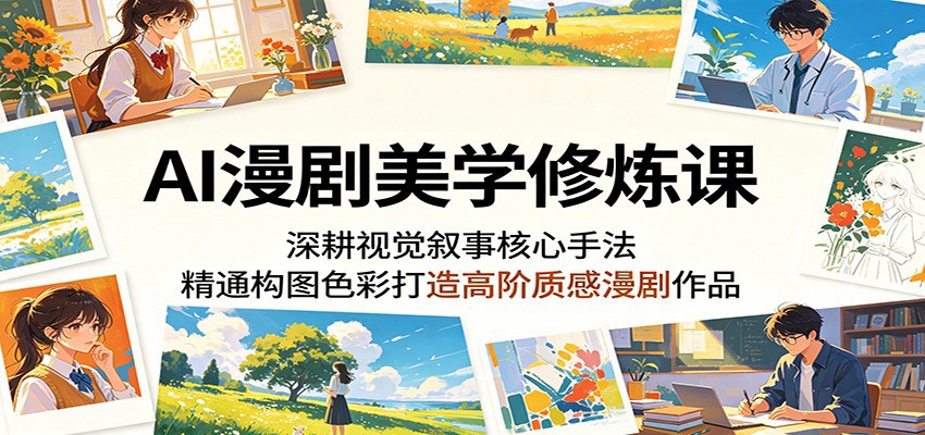 AI漫剧美学修炼课：深耕视觉叙事核心手法，精通构图色彩打造高阶质感漫剧作品|网创挖金社