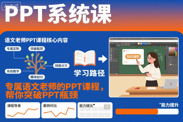 PPT系统课，专属语文老师的PPT课程，帮你突破PPT瓶颈|网创挖金社