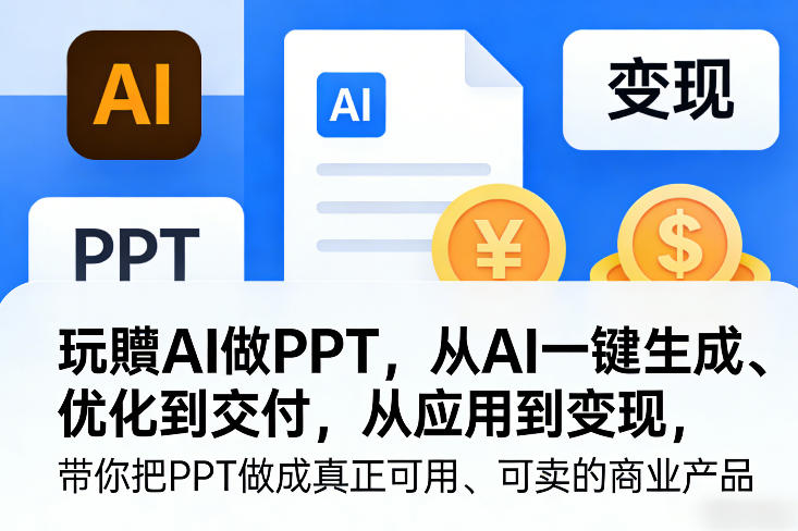 玩賺AI做PPT，从AI一键生成、优化到交付，从应用到变现，带你把PPT做成真正可用、可卖的商业产品(更新0421)|网创挖金社