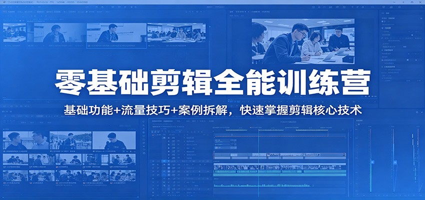 零基础剪辑全能训练营：基础功能+流量技巧+案例拆解，快速掌握剪辑核心技术|网创挖金社