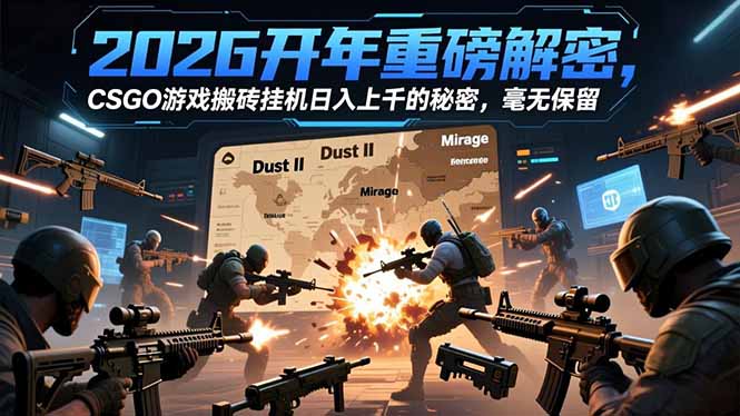 2026开年重磅解密，CSGO游戏搬砖挂机日入上千的秘密，毫无保留|网创挖金社