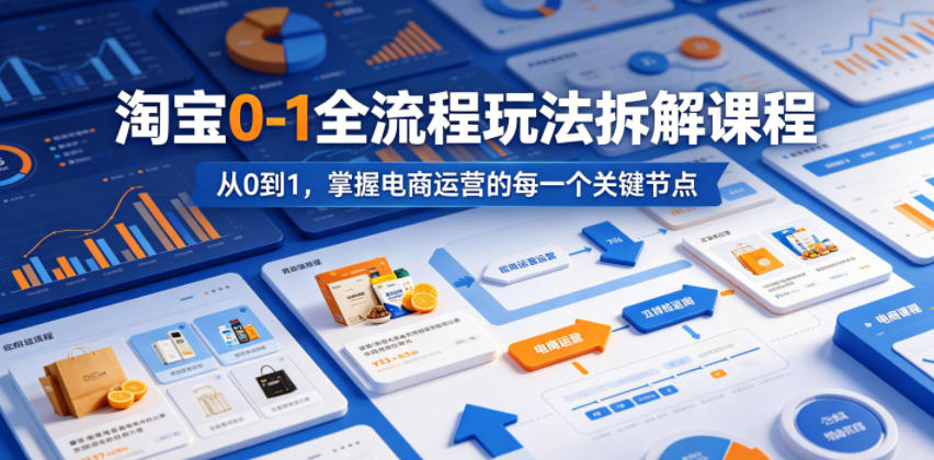 淘宝0-1全流程玩法拆解课程,从0到1,掌握电商运营的每一个关键节点|网创挖金社