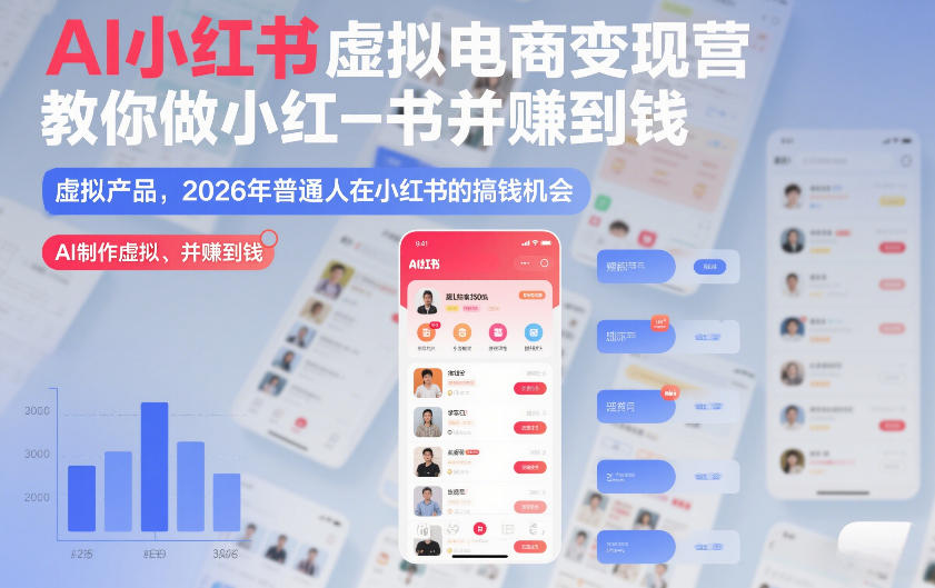 AI小红书虚拟电商变现营，教你做小红书并賺到钱，虚拟产品，2026年普通人在小红书的搞钱机会(更新中)|网创挖金社