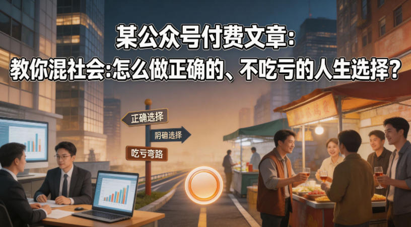 某公众号付费文章：教你混社会：怎么做正确的、不吃亏的人生选择？|网创挖金社