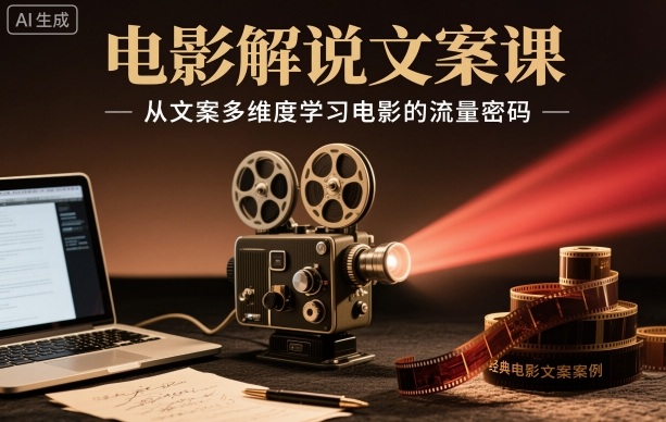 电影解说文案课，从文案多维度学习电影的流量密码|网创挖金社