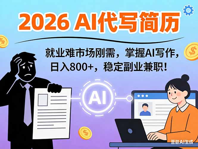 AI代写简历，超暴利，用万能模板月入1-3万实战教程，2026年市场刚需！|网创挖金社