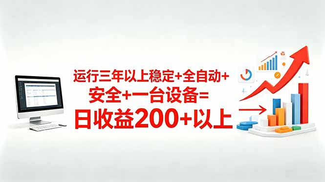 三年以上稳定+全自动+安全+一台设备=日收益200+|网创挖金社