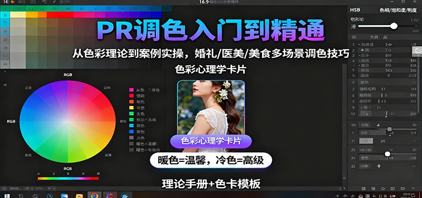 PR调色入门到精通：从色彩理论到案例实操，婚礼/医美/美食多场景调色技巧|网创挖金社
