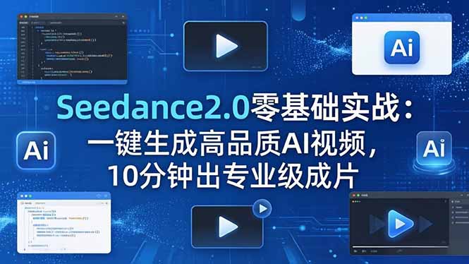 Seedance2.0零基础实战:一键生成高品质AI视频,10分钟出专业级成片|网创挖金社