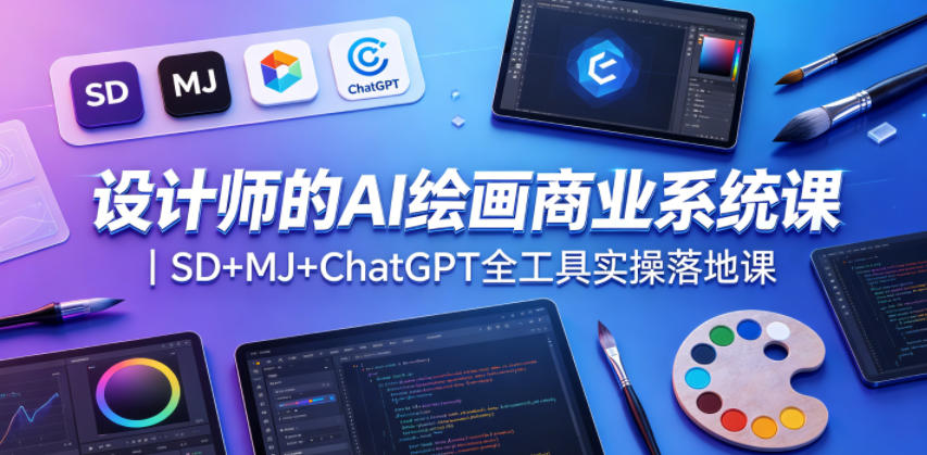 设计师的AI绘画商业系统课｜SD+MJ+ChatGPT全工具实操落地课|网创挖金社