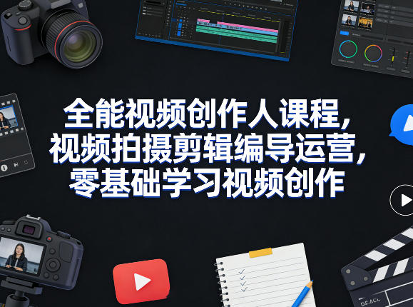 全能视频创作人课程，视频拍摄剪辑编导运营，零基础学习视频创作(更新2026年4月)|网创挖金社