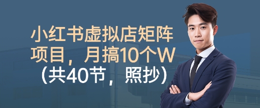 小红书虚拟店矩阵项目，照抄照做，月搞1W+(共40节)|网创挖金社