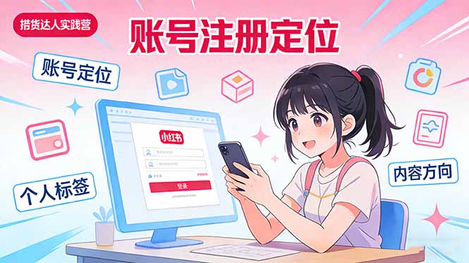 小红书带货达人实战营：账号注册定位、内容创作、选品策略、带货技巧、流量运营等|网创挖金社
